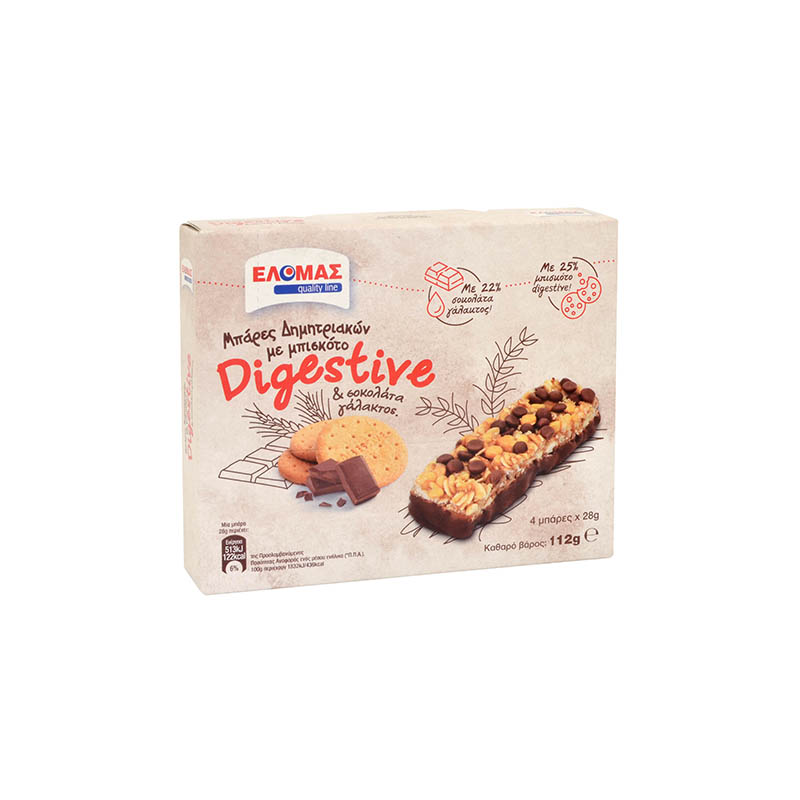 ΕΛΟΜΑΣ Μπάρες δημητριακών με μπισκότο Digestive & σοκολάτα γάλακτος 4x28g